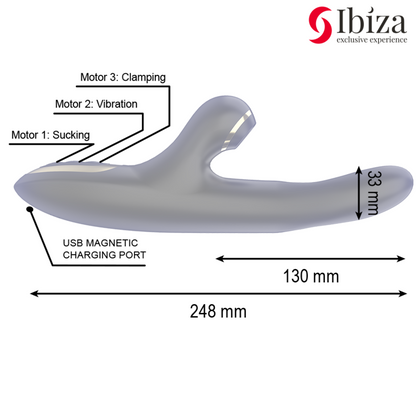 IBIZA - DUBBELVIBRATOR MED KLÄMMA SVART