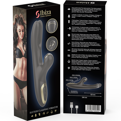IBIZA - DUBBELVIBRATOR MED KLÄMMA SVART
