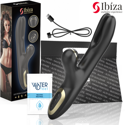 IBIZA - DUBBELVIBRATOR MED KLÄMMA SVART