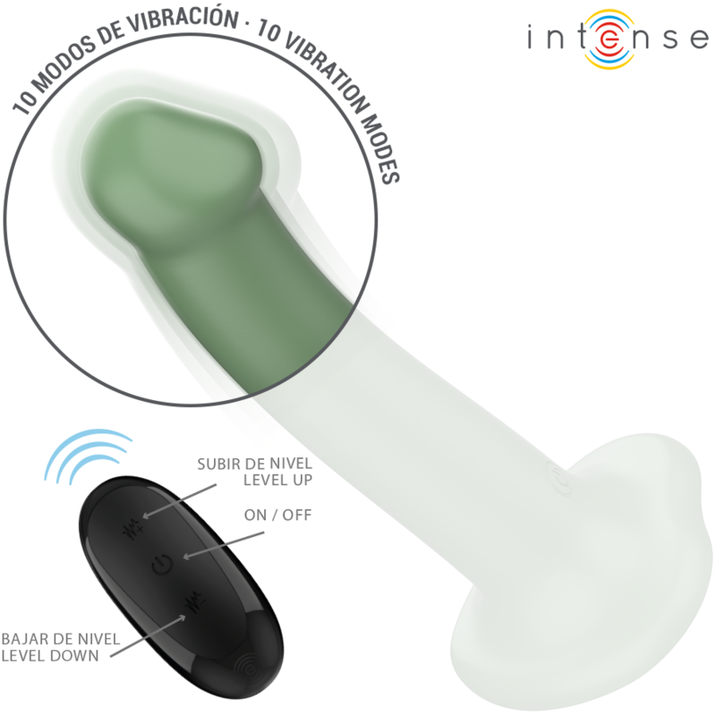 INTENS - BECCA VIBRATOR MED SUGKOPP 10 VIBRATIONER GRÖN FJÄRRKONTROLL