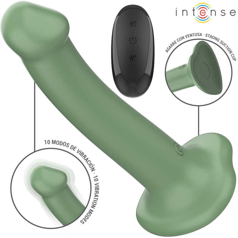 INTENS - BECCA VIBRATOR MED SUGKOPP 10 VIBRATIONER GRÖN FJÄRRKONTROLL