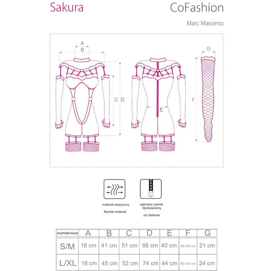 LIVCO CORSETTI FASHION - SAKURA CF 90357 JUMPSUIT + LONG GLOVES + GARTER BELT BLACK S/M