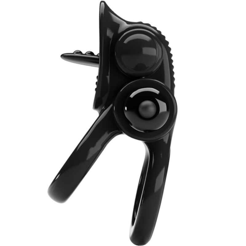 PRETTY LOVE - PASSIONATE RING DUBBEL VIBRERANDE RING + KLITORISSTIMULATOR SVART