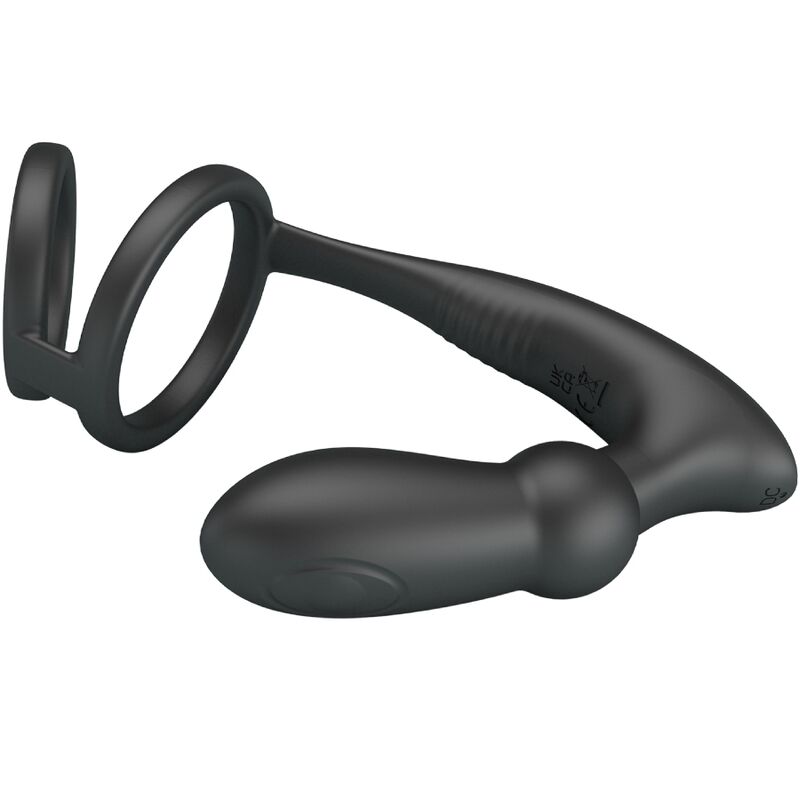 PRETTY LOVE - EMONI PENISRING + ANALPLUGG 12 VIBRATIONER SVART