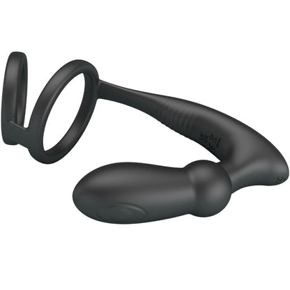 PRETTY LOVE - EMONI PENISRING + ANALPLUGG 12 VIBRATIONER SVART