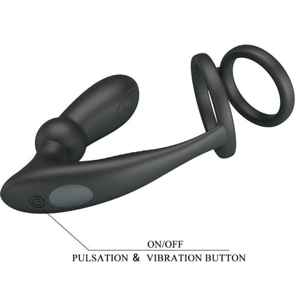 PRETTY LOVE - EMONI PENISRING + ANALPLUGG 12 VIBRATIONER SVART