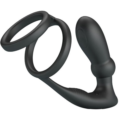 PRETTY LOVE - EMONI PENISRING + ANALPLUGG 12 VIBRATIONER SVART