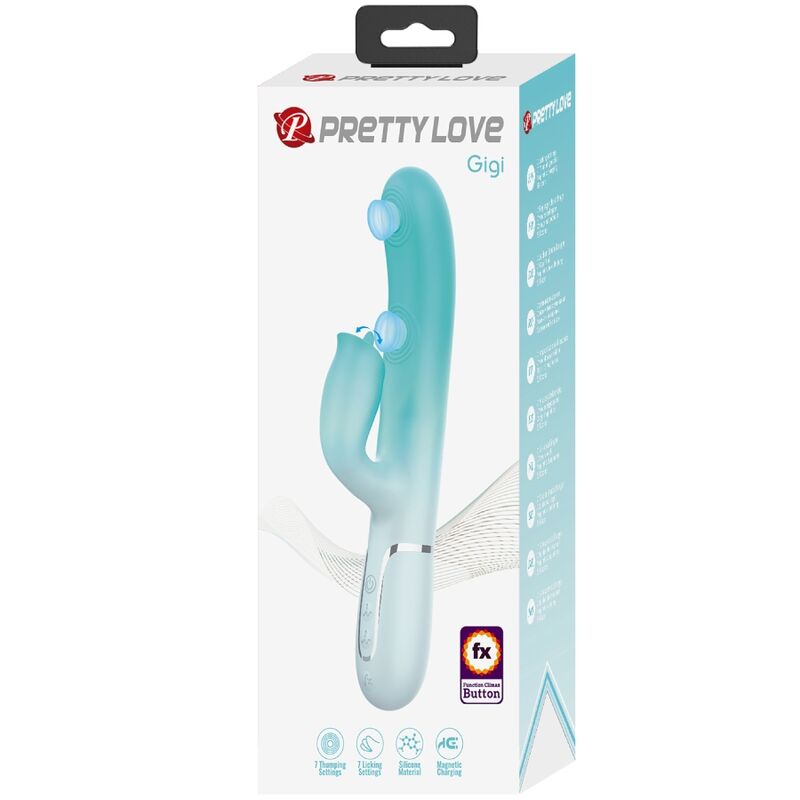 PRETTY LOVE - GIGI MULTIFUNKTIONSVIBRATOR MED RABBIT, GRÖN