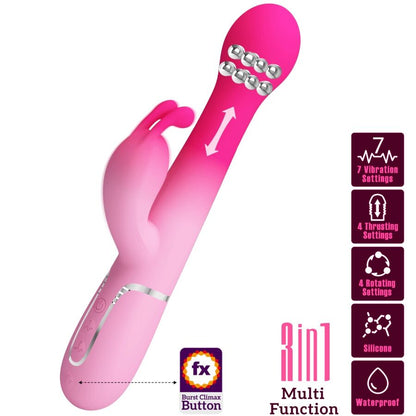 PRETTY LOVE - DEJON 3 I 1 MULTIFUNKTIONELL KANINVIBRATOR ROSA