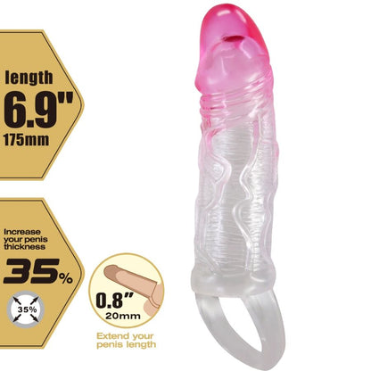 PRETTY LOVE - ODES REALISTISKA 2 CM FÖRSTORANDE KONDOM FÖR PENIS ROSA