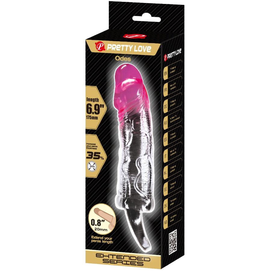 PRETTY LOVE - ODES REALISTISKA 2 CM FÖRSTORANDE KONDOM FÖR PENIS ROSA