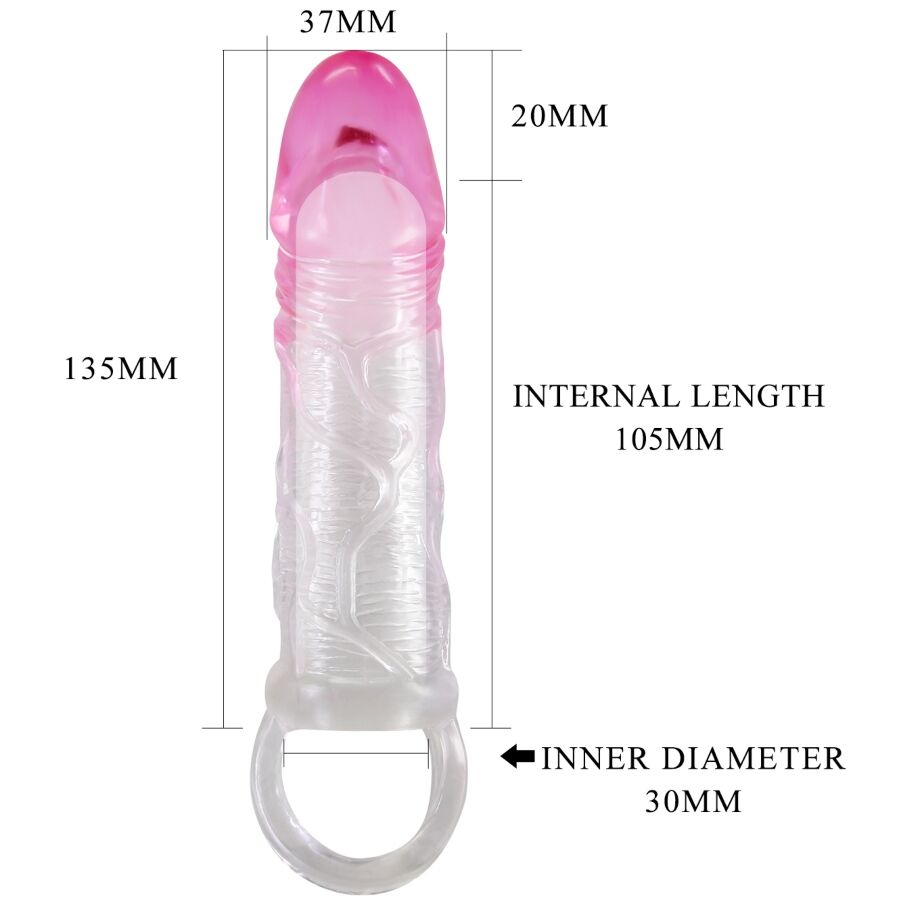 PRETTY LOVE - ODES REALISTISKA 2 CM FÖRSTORANDE KONDOM FÖR PENIS ROSA