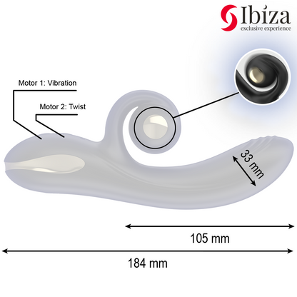 IBIZA - TWISTER-VIBRATOR MED KURV-STIMULATOR OCH VIBRO-ROTATION