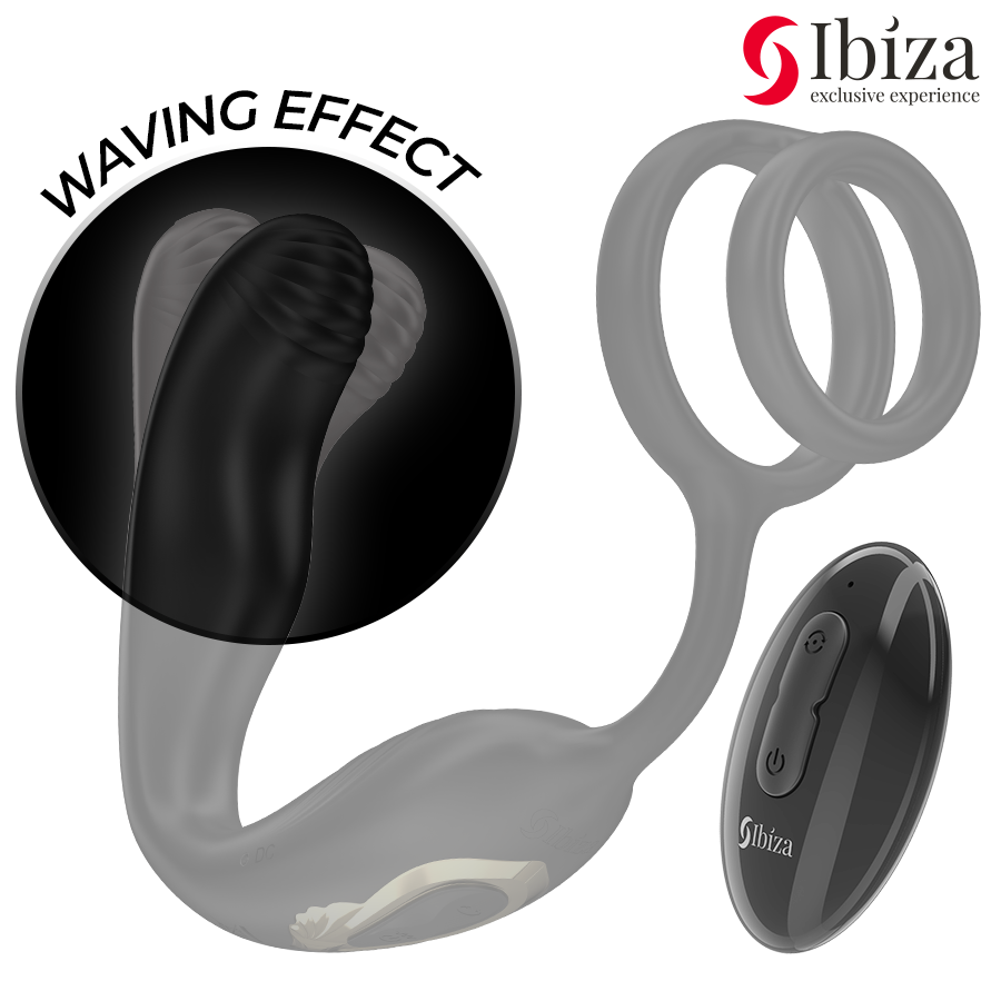 IBIZA – WIGGLE FJÄRRSTYRD ROTERANDE ANALPROPP MED PERINEALVIBRATION OCH PENISRINGAR