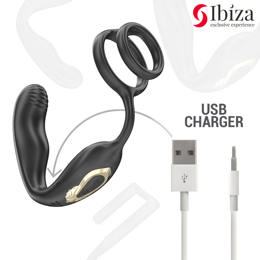 IBIZA – WIGGLE FJÄRRSTYRD ROTERANDE ANALPROPP MED PERINEALVIBRATION OCH PENISRINGAR