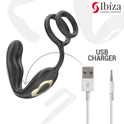 IBIZA – WIGGLE FJÄRRSTYRD ROTERANDE ANALPROPP MED PERINEALVIBRATION OCH PENISRINGAR