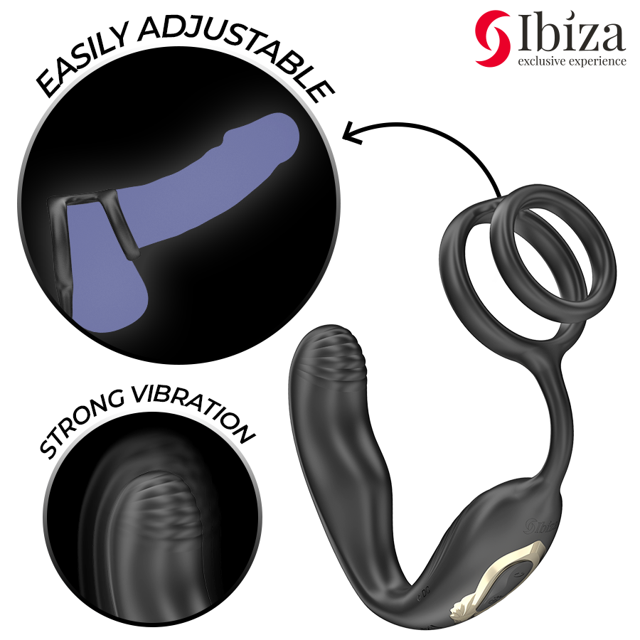 IBIZA – WIGGLE FJÄRRSTYRD ROTERANDE ANALPROPP MED PERINEALVIBRATION OCH PENISRINGAR