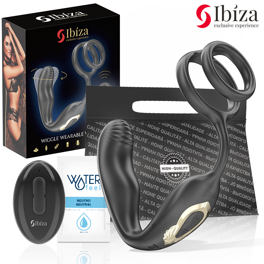 IBIZA – WIGGLE FJÄRRSTYRD ROTERANDE ANALPROPP MED PERINEALVIBRATION OCH PENISRINGAR