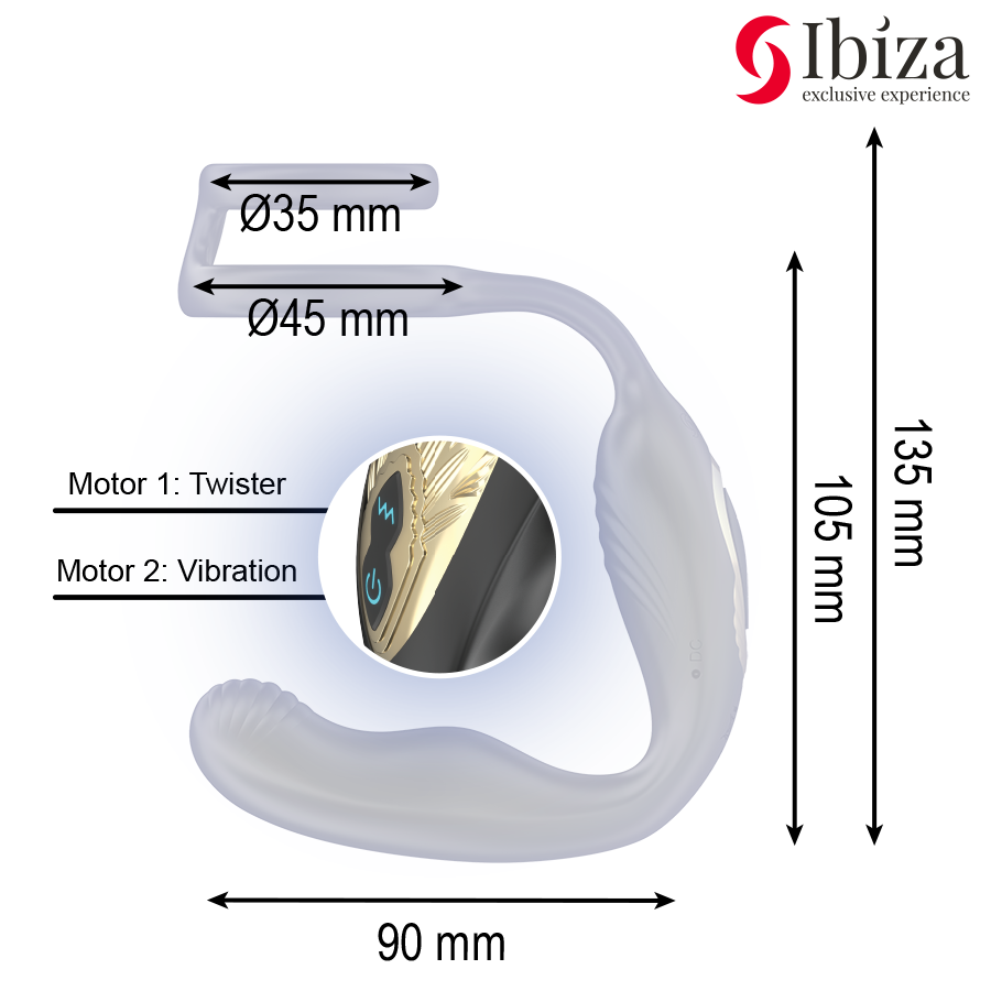 IBIZA – WIGGLE FJÄRRSTYRD ROTERANDE ANALPROPP MED PERINEALVIBRATION OCH PENISRINGAR