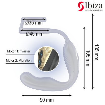 IBIZA – WIGGLE FJÄRRSTYRD ROTERANDE ANALPROPP MED PERINEALVIBRATION OCH PENISRINGAR