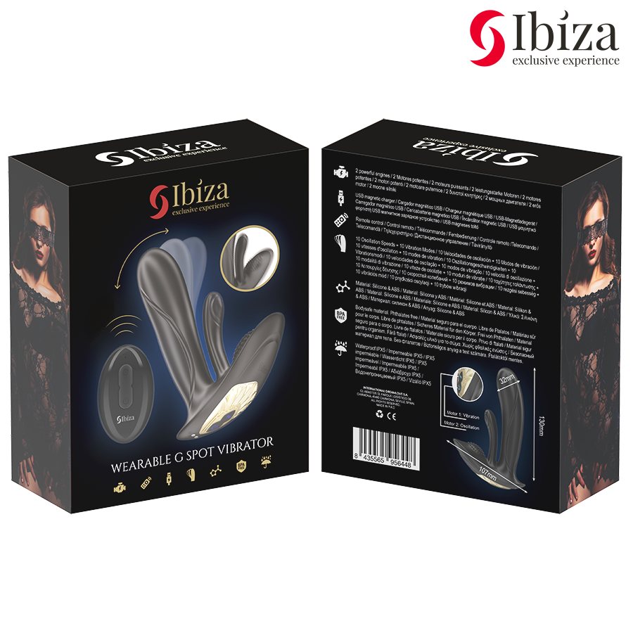 IBIZA - BÄRBAR VIBRATOR MED G-PUNKTS- OCH KLITORISSTIMULERING OCH FJÄRRKONTROLL