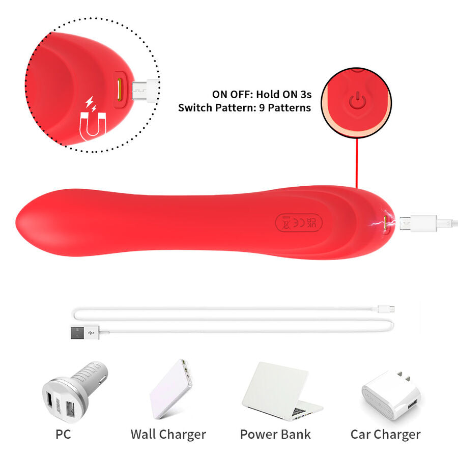 ARMONY - G-PUNKT OCH KLITORISSTIMULERANDE VIBRATOR MED OSCILLERANDE TUNGA RÖD