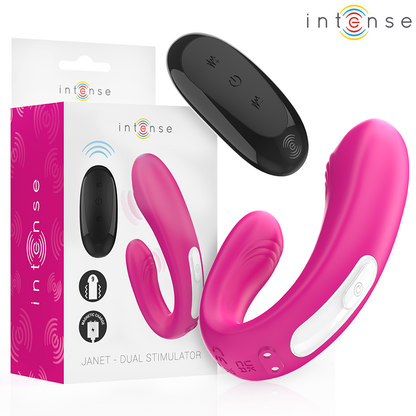 INTENSE - JANET DUBBEL U-FORMAD STIMULATOR OCH VIBRATOR MED FJÄRRKONTROLL ROSA