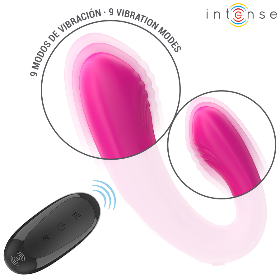 INTENSE - JANET DUBBEL U-FORMAD STIMULATOR OCH VIBRATOR MED FJÄRRKONTROLL ROSA