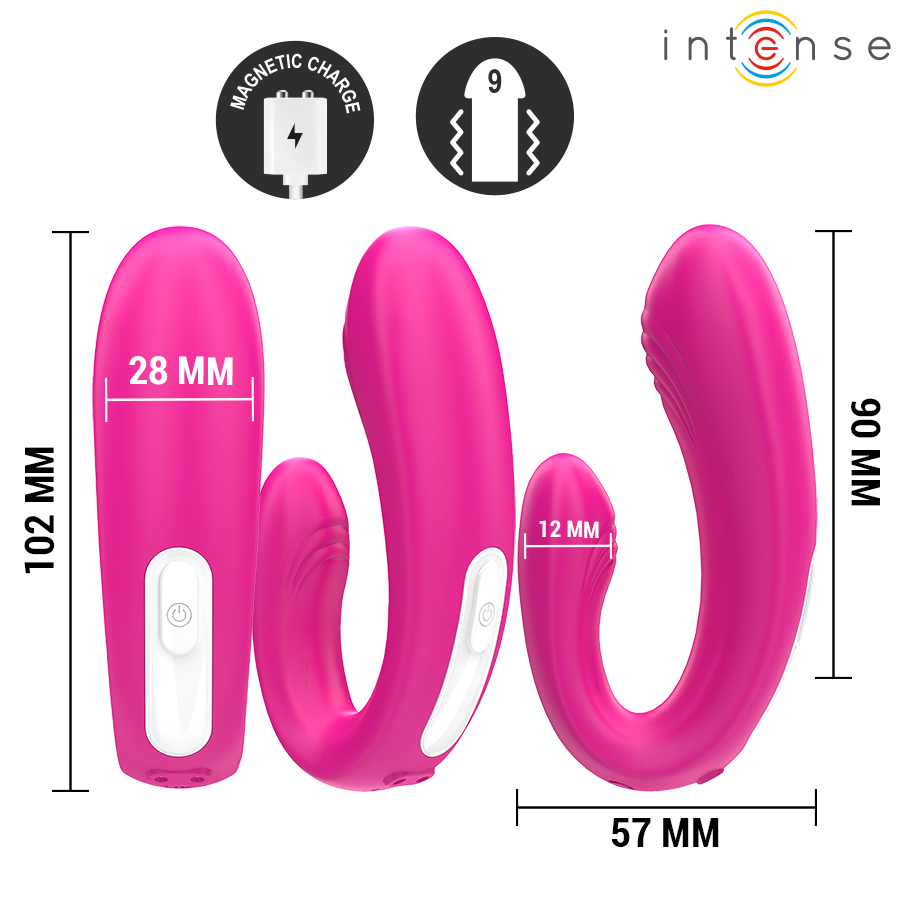 INTENSE - JANET DUBBEL U-FORMAD STIMULATOR OCH VIBRATOR MED FJÄRRKONTROLL ROSA