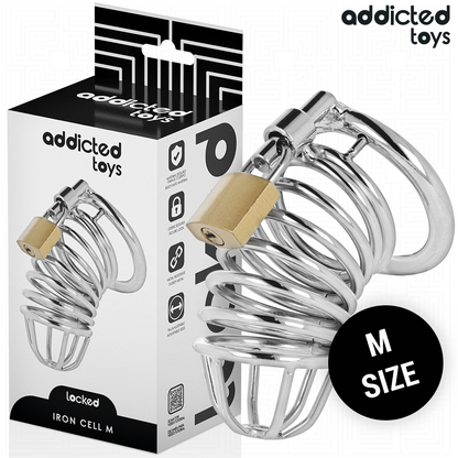 ADDICTED TOYS LÅST - JÄRNCEL METALLPENISCAGE STORLEK M