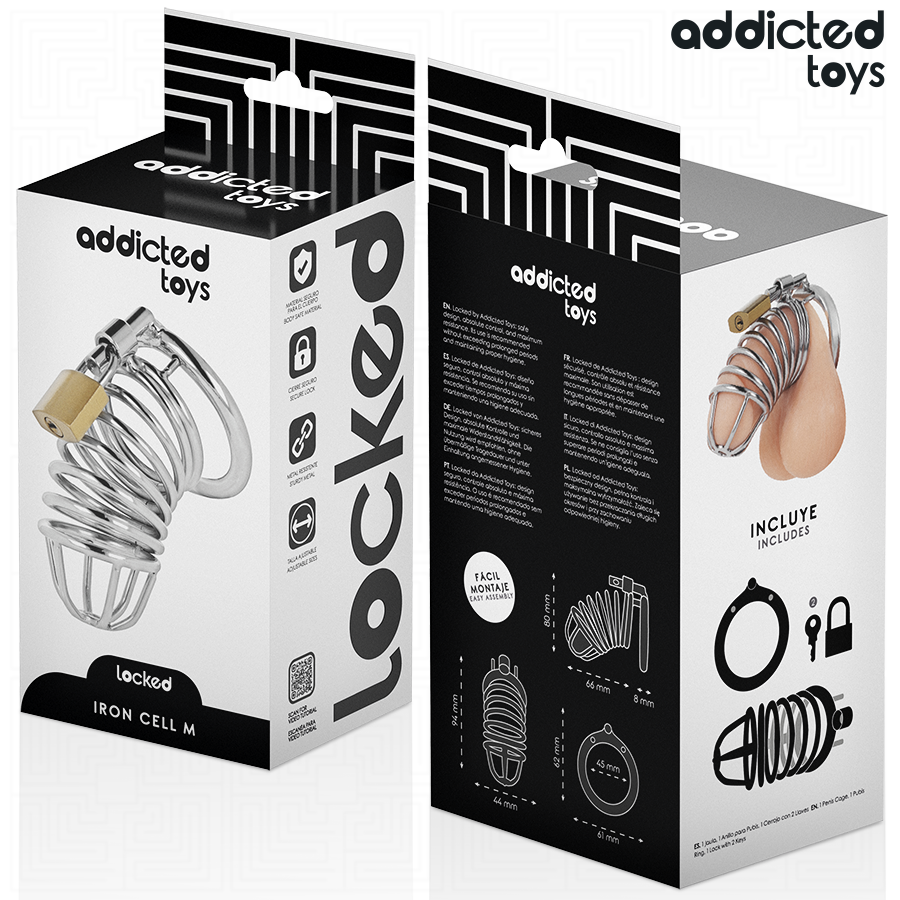 ADDICTED TOYS LÅST - JÄRNCEL METALLPENISCAGE STORLEK M