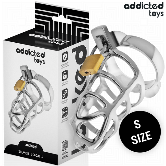 ADDICTED TOYS LÅST - SILVERLÅS PENISCAGE METALL STORLEK S