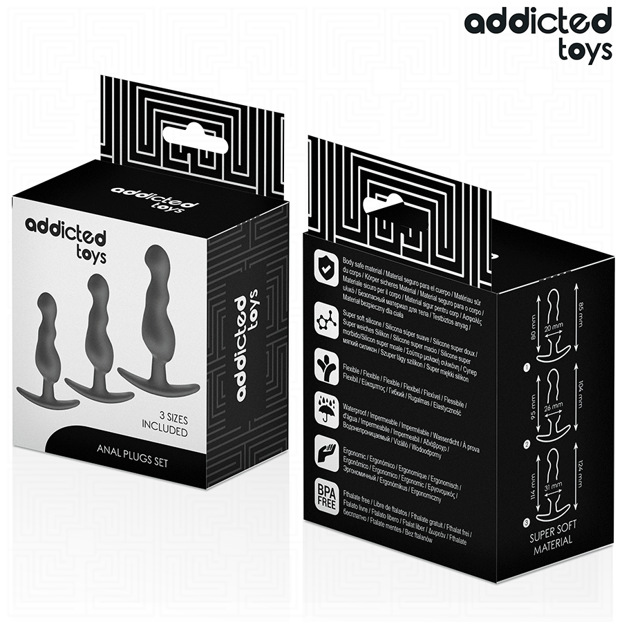 ADDICTED TOYS - UPPSÄTTNING MED 3 ANALPLUGGAR I SILIKON MODELL 1