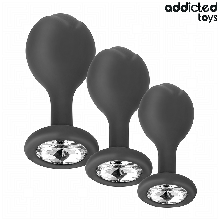 ADDICTED TOYS - SET MED 3 ANALPLUGGAR I SILIKON MED JUVEL