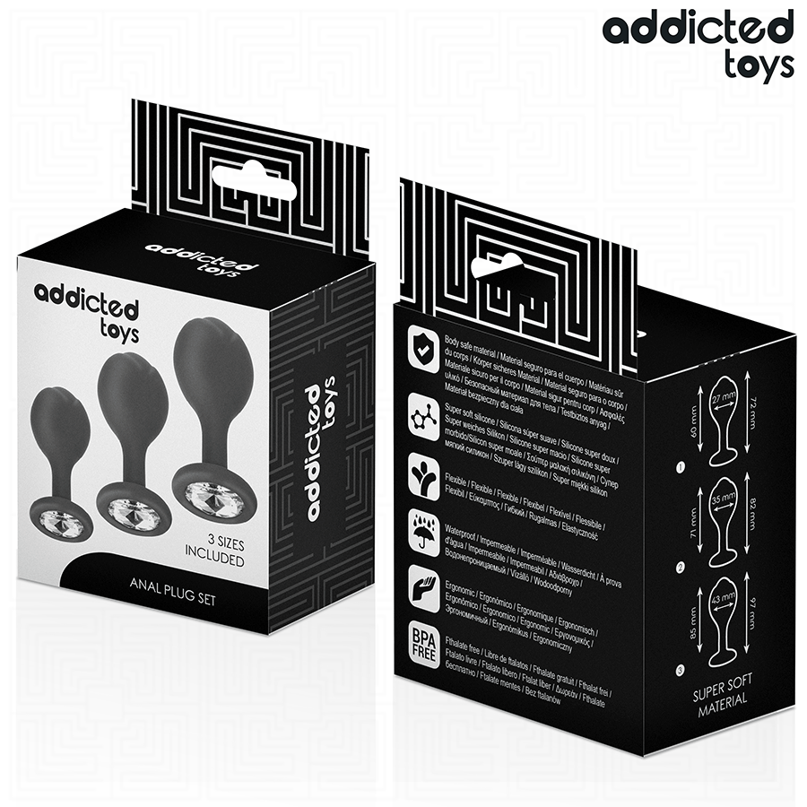 ADDICTED TOYS - SET MED 3 ANALPLUGGAR I SILIKON MED JUVEL