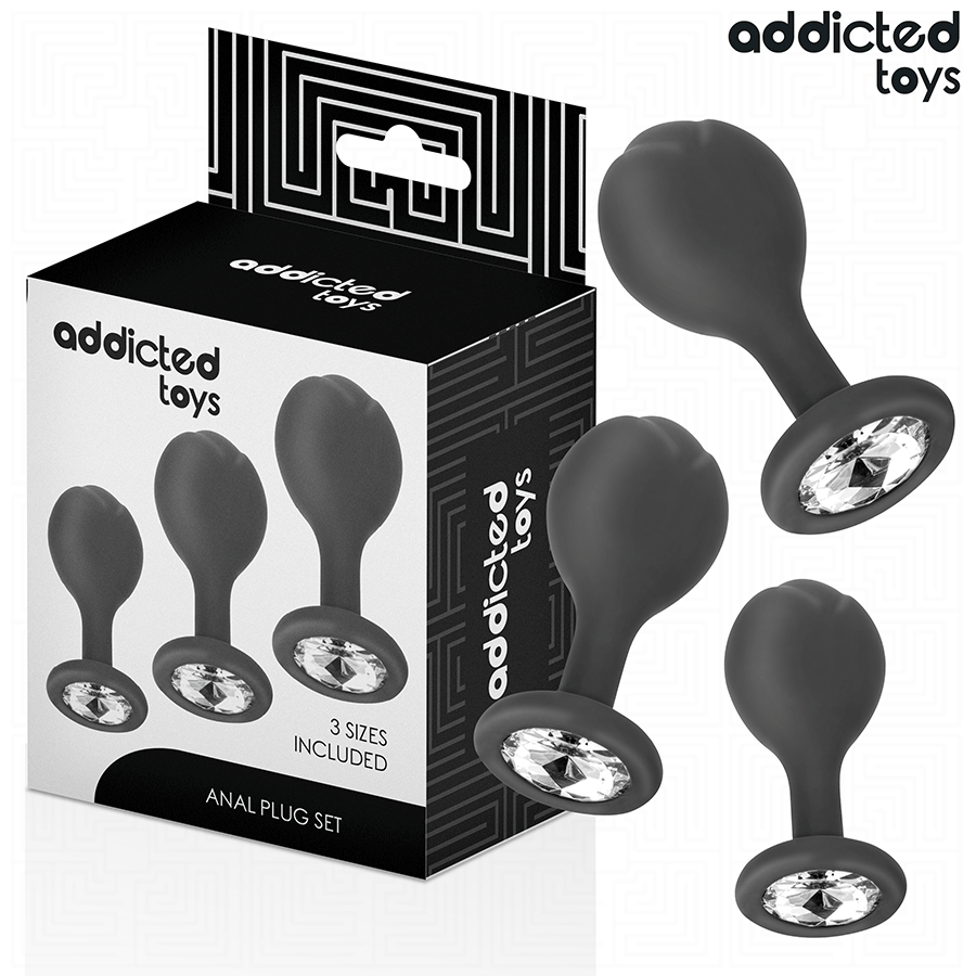ADDICTED TOYS - SET MED 3 ANALPLUGGAR I SILIKON MED JUVEL