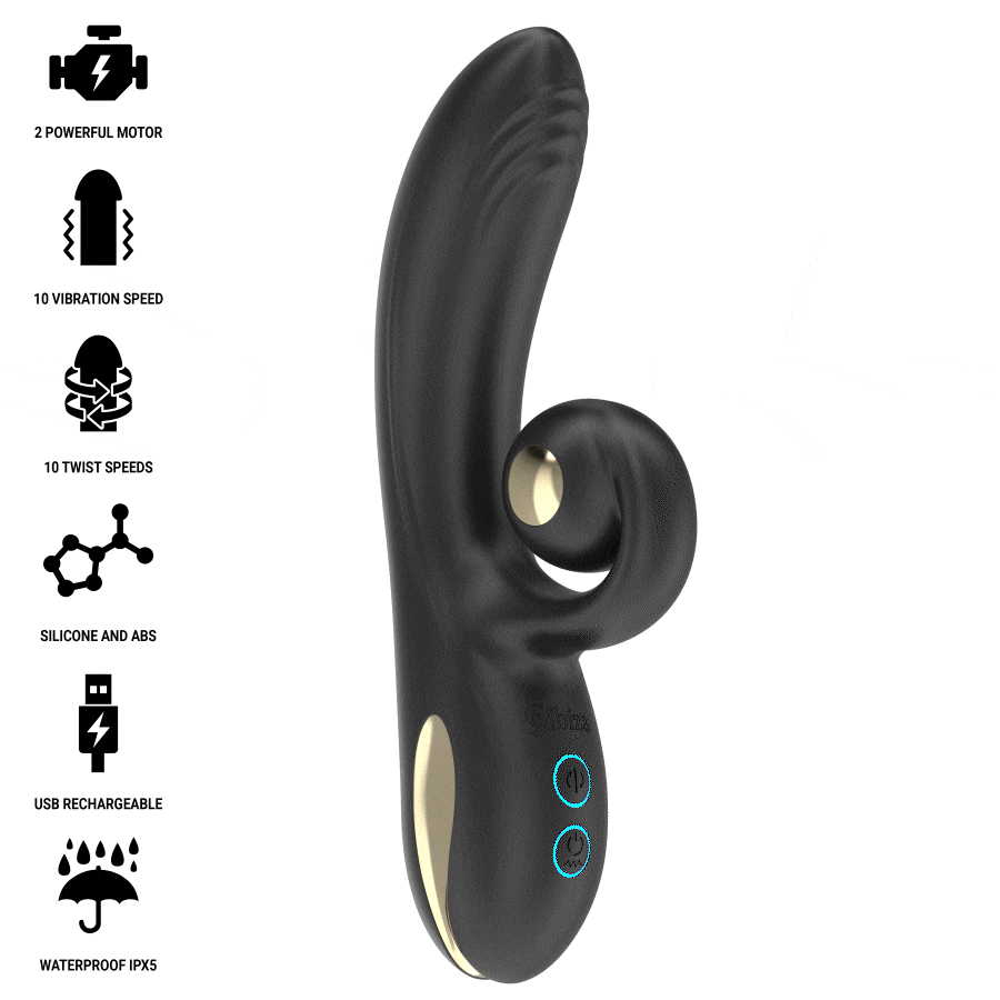 IBIZA - TWISTER-VIBRATOR MED KURV-STIMULATOR OCH VIBRO-ROTATION