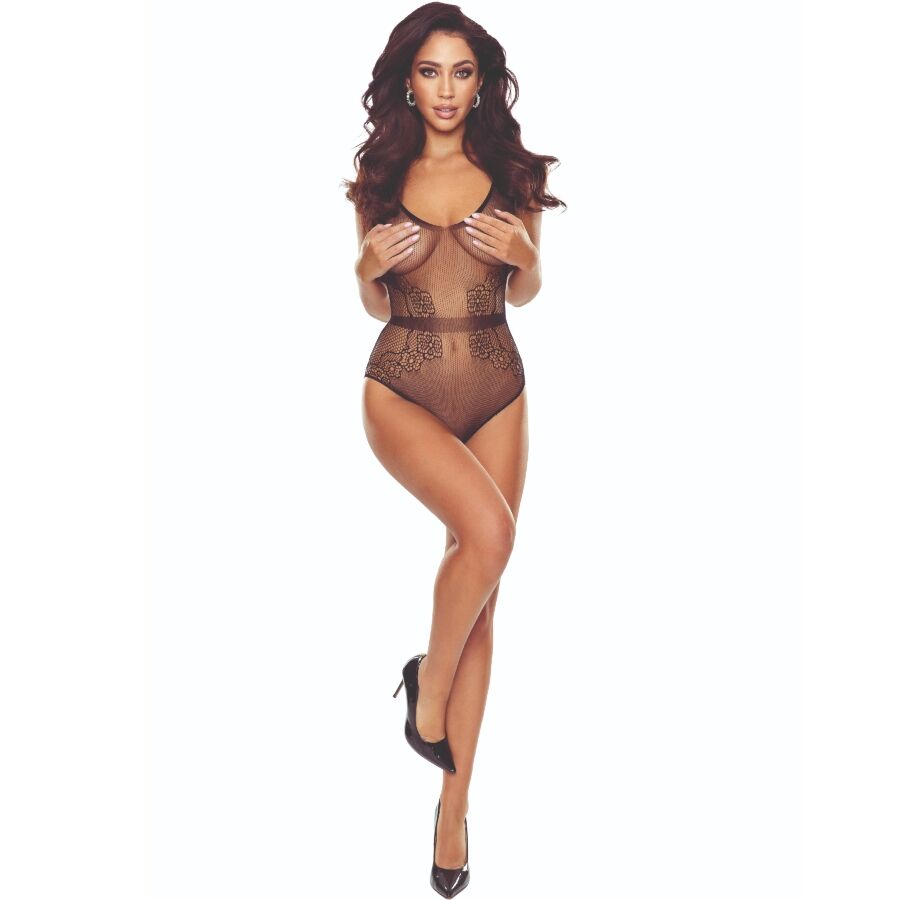 PASSION - BS115 SVART RUTNÄTSBODYSTOCKING