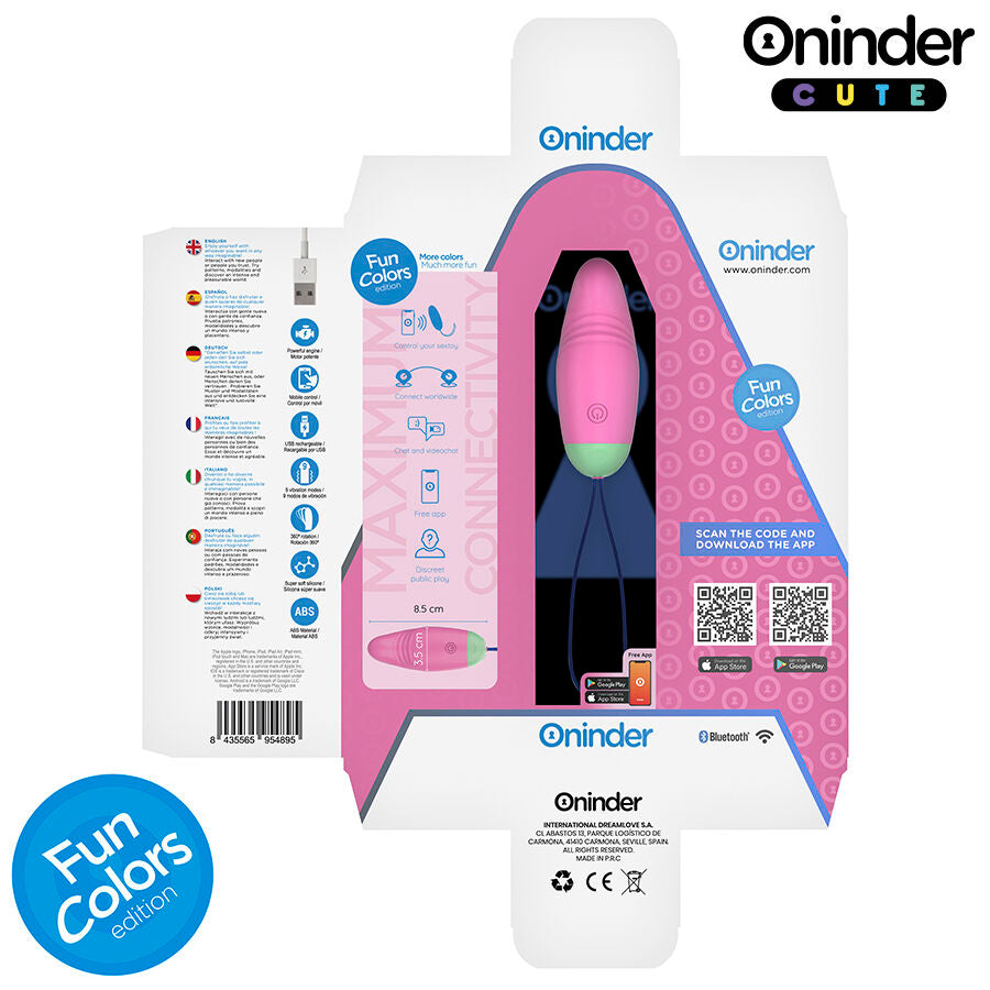 ONINDER CUTE - LOVE PLEASURE 360° VIBRERANDE-ROTERANDE SILIKONÄGG - GRATIS GLOBAL APP