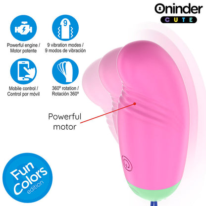 ONINDER CUTE - LOVE PLEASURE 360° VIBRERANDE-ROTERANDE SILIKONÄGG - GRATIS GLOBAL APP