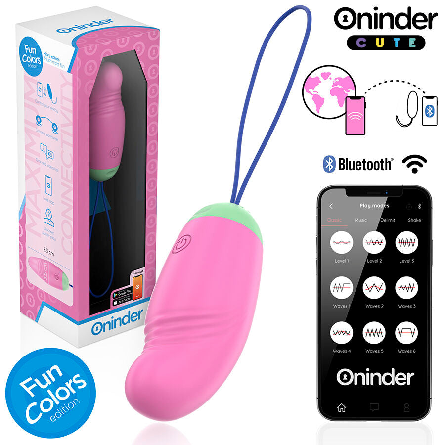 ONINDER CUTE - LOVE PLEASURE 360° VIBRERANDE-ROTERANDE SILIKONÄGG - GRATIS GLOBAL APP