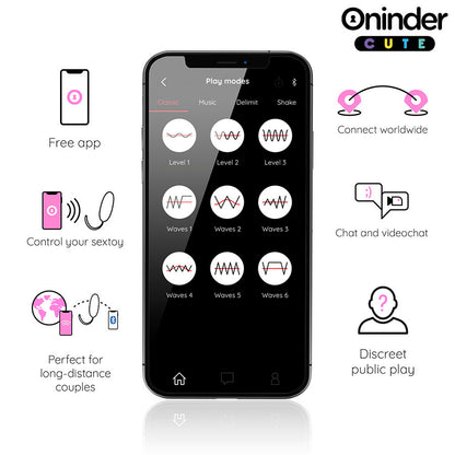 ONINDER CUTE - LOVE PLEASURE 360° VIBRERANDE-ROTERANDE SILIKONÄGG - GRATIS GLOBAL APP