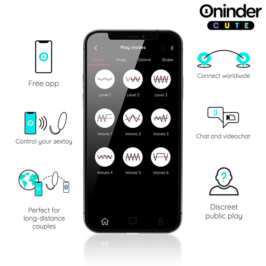 ONINDER CUTE - LOVE PLEASURE VIBRERANDE ÄGG - ROterande SILIKONÄdelstenar - GRATIS GLOBAL APP