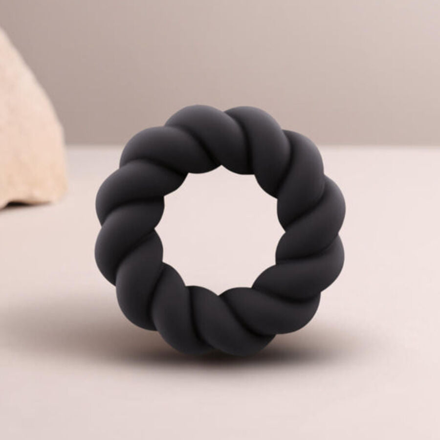 ROCKS-OFF - TWIST SVART SILIKON ONANIRING