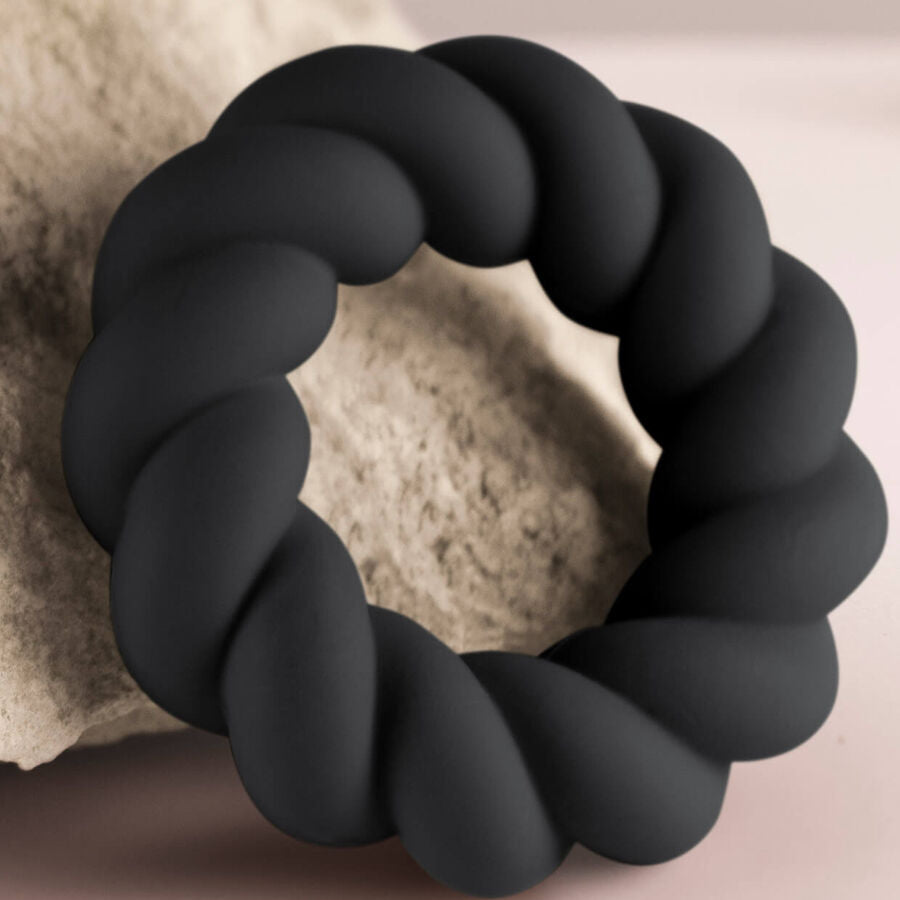 ROCKS-OFF - TWIST SVART SILIKON ONANIRING