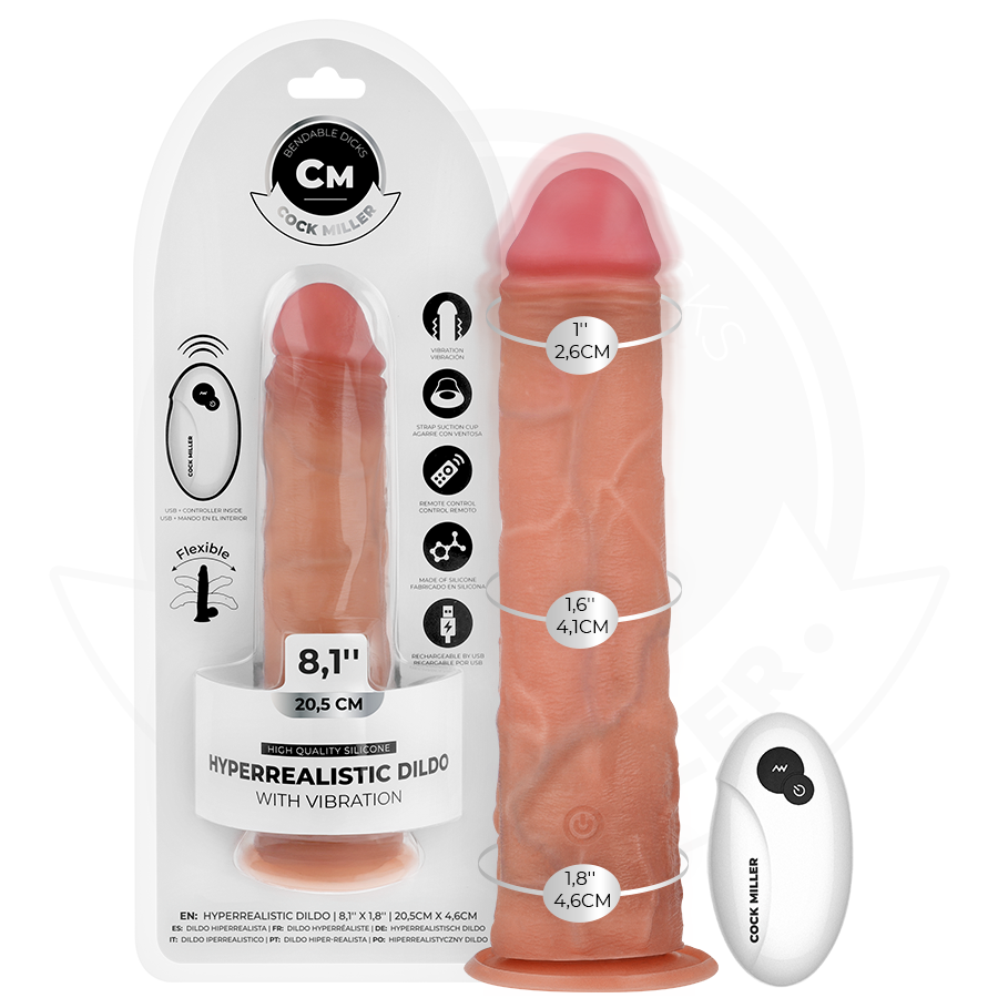 COCK MILLER – REALISTISK DILDO MED SUGPROPP OCH FJÄRRSTYRD VIBRATION 20,5 CM