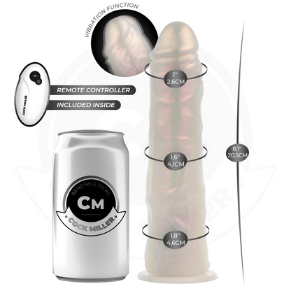 COCK MILLER - DILDO MED SUGPROPP, LJUS OCH VIBRATION MED FJÄRRKONTROLL VIT 20,5 CM