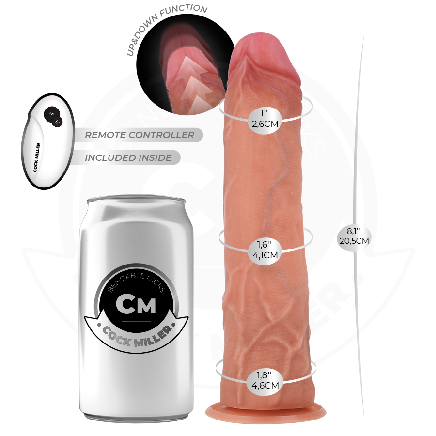 COCK MILLER - HYPERREALISTISK DILDO MED SUGKOPP OCH VIBRATIONSFUNKTION MED FJÄRRKONTROLL 20,5 CM