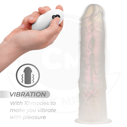 COCK MILLER - DILDO MED SUGPROPP, LJUS OCH VIBRATION MED FJÄRRKONTROLL VIT 21,5 CM