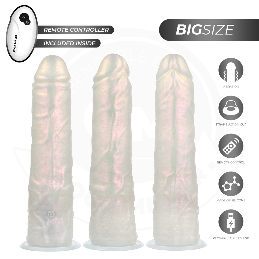 COCK MILLER - DILDO MED SUGPROPP, LJUS OCH VIBRATION MED FJÄRRKONTROLL VIT 21,5 CM